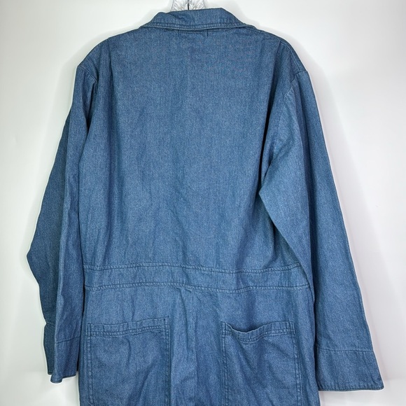 Rosies Denim Coveralls Large Front Closure Knee Pockets Size Large - Picture 4 of 7